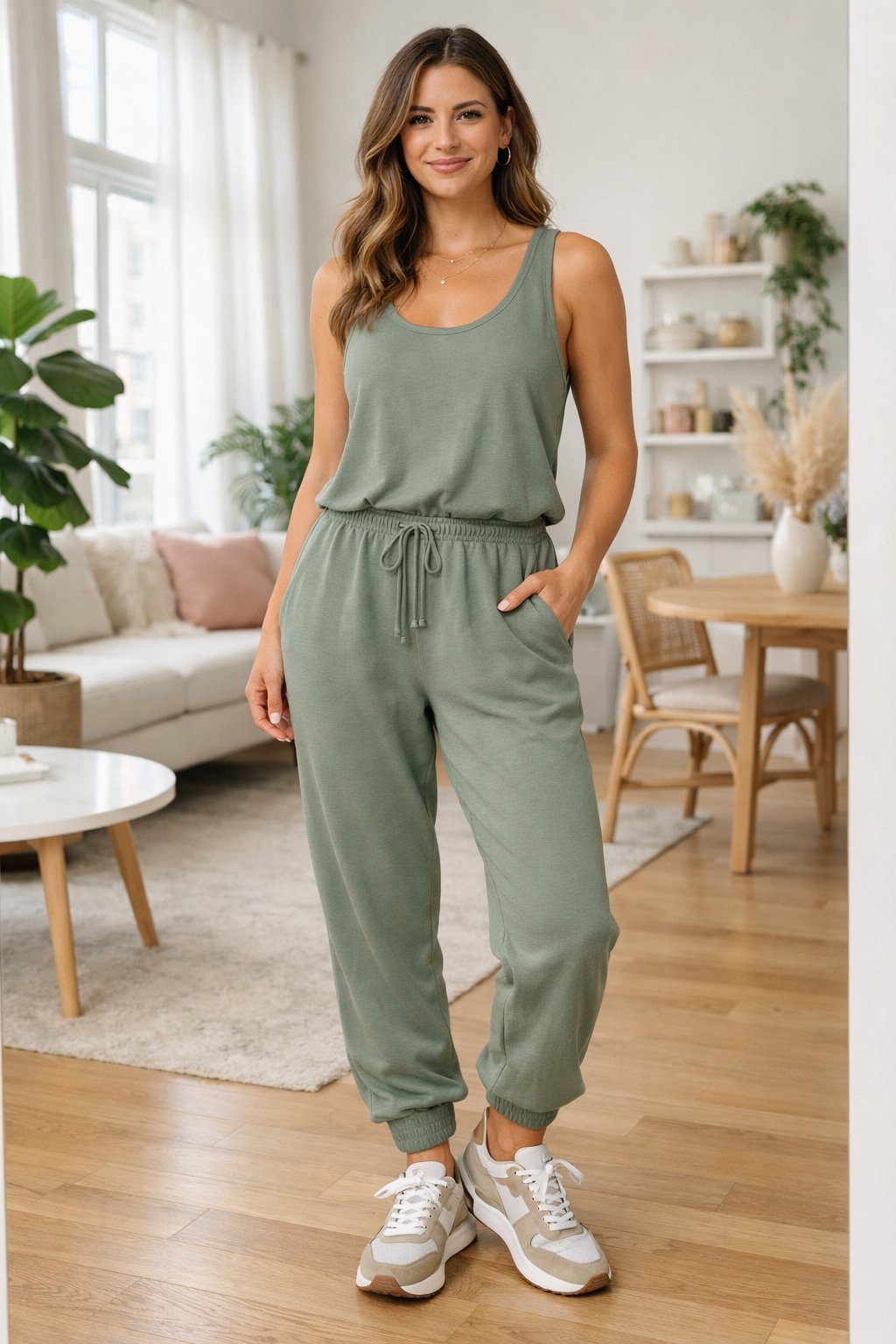 Relaxed Jumpsuit With Sneakers