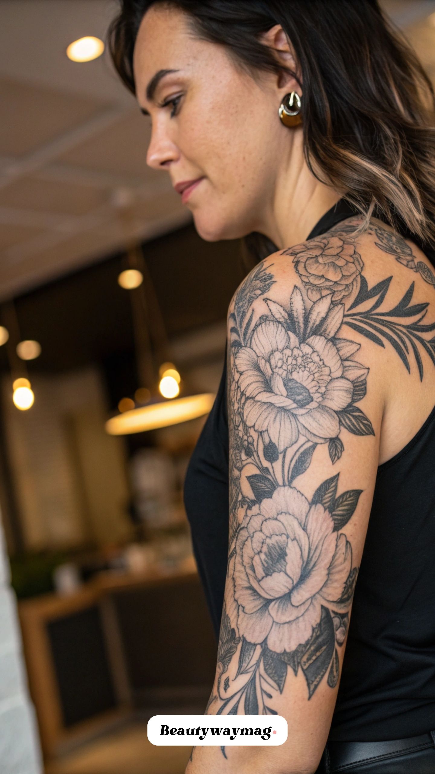 Soft Shaded Floral Black and Grey Sleeve