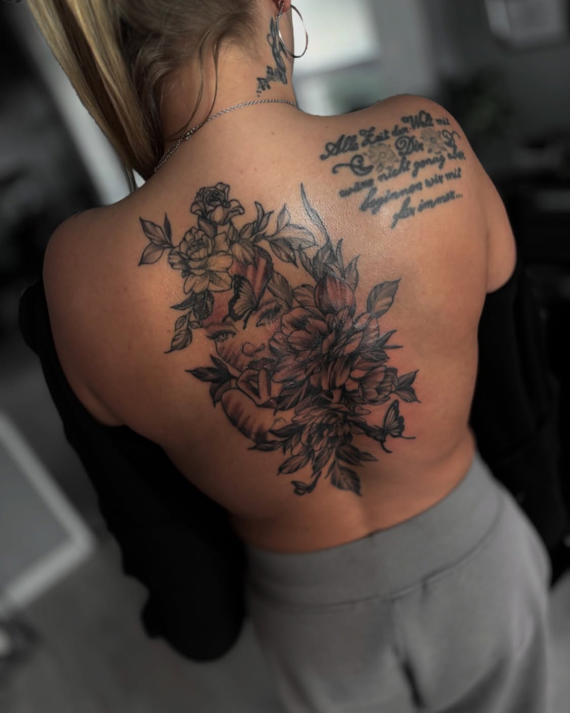 Floral Design with Handwriting Tattoo
