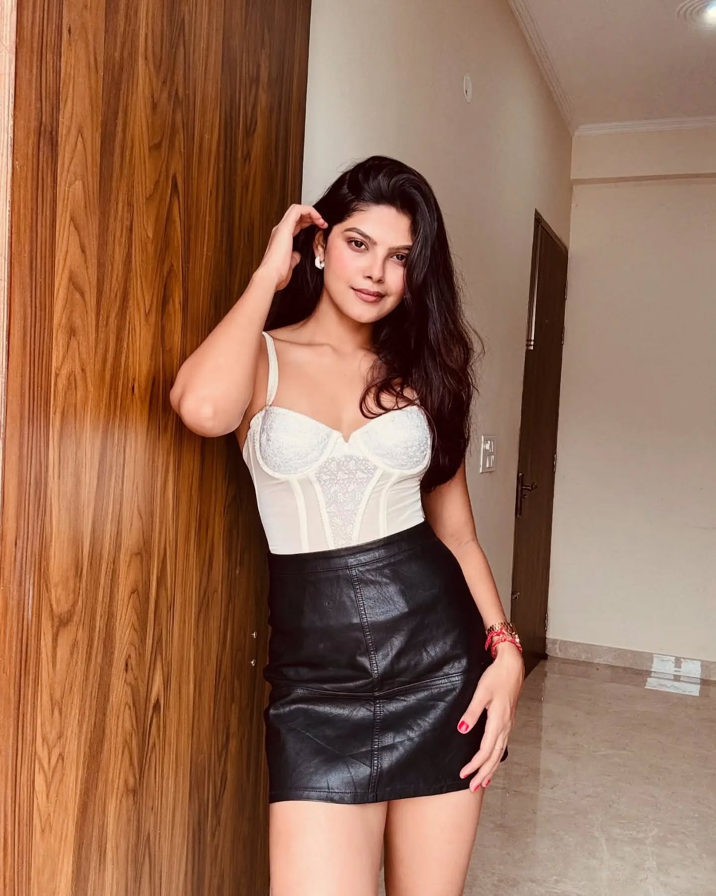 Classic Leather Skirt and Lacey Corset