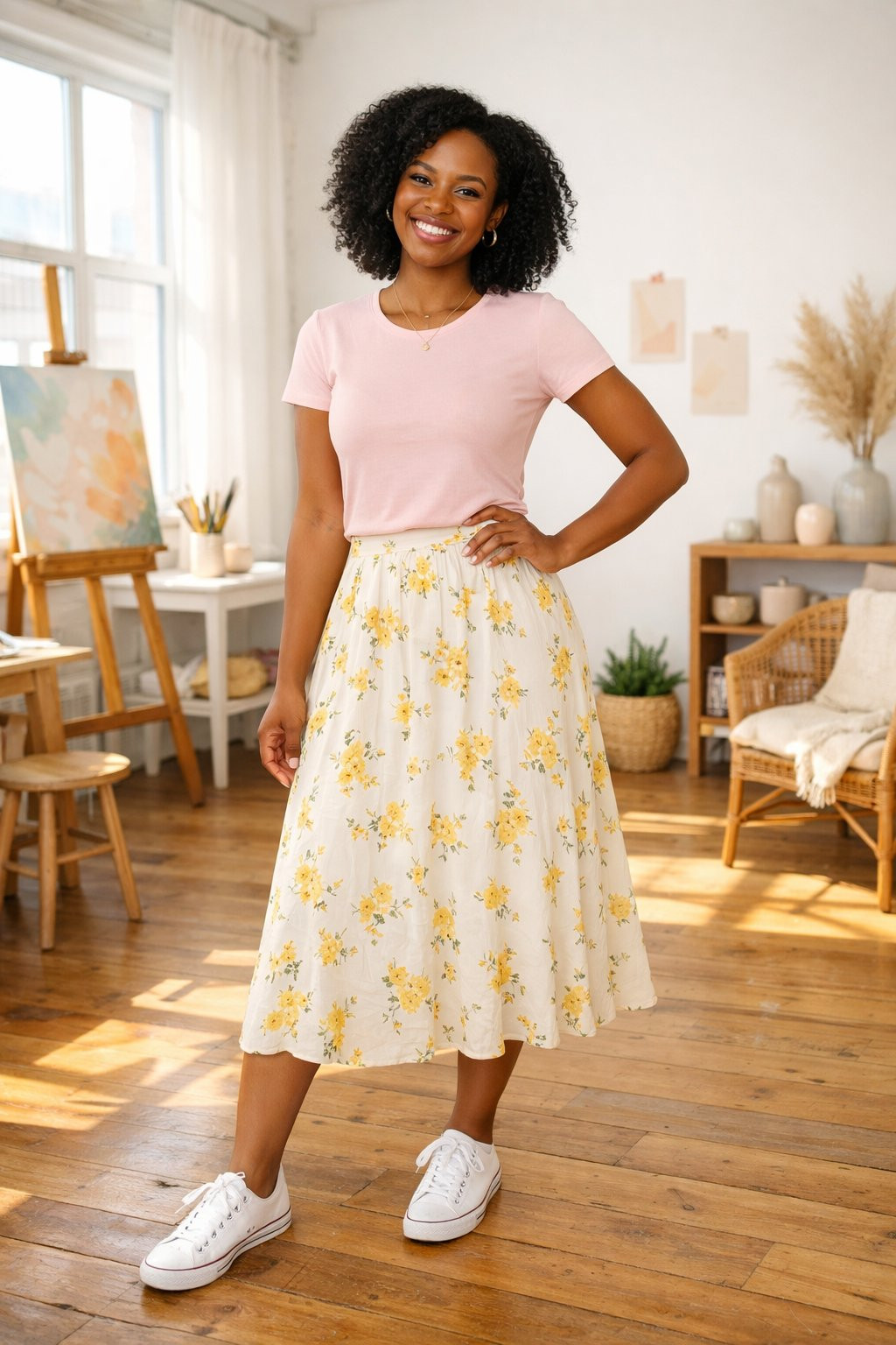 Midi Skirt With Fitted Tee
