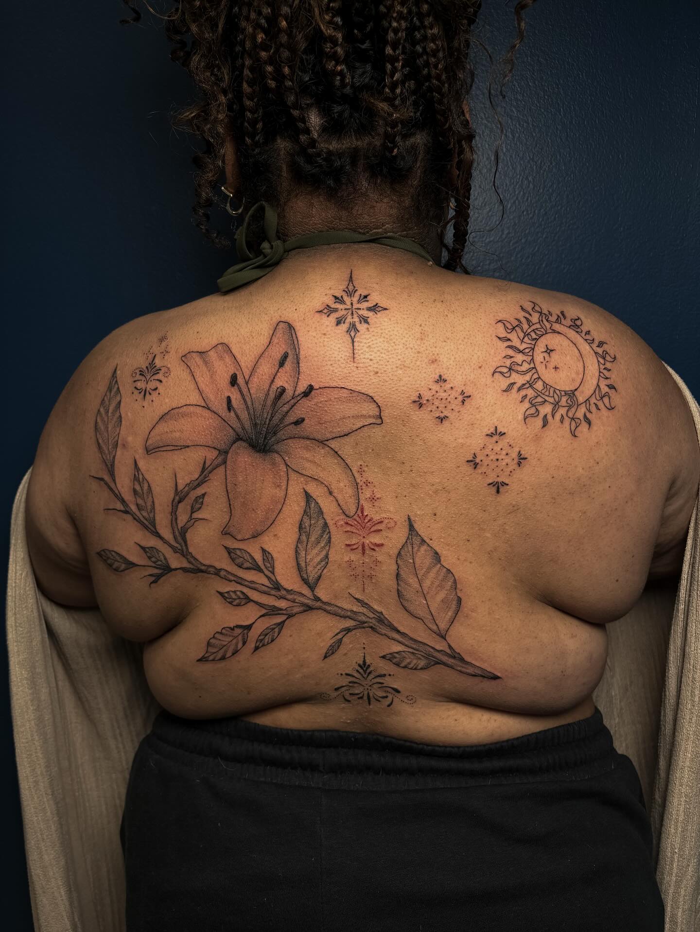 Black and Gray Back Tattoo