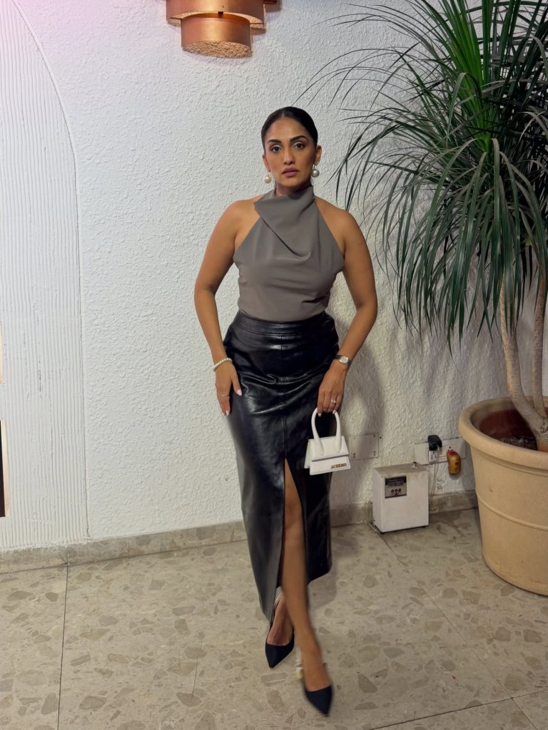 eLather Skirt and Simple Knit