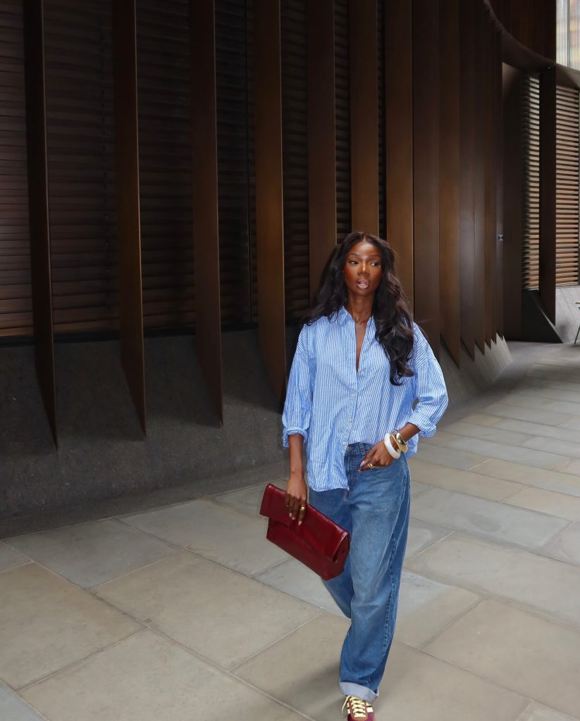 Baggy Jeans with Stripe Shirt
