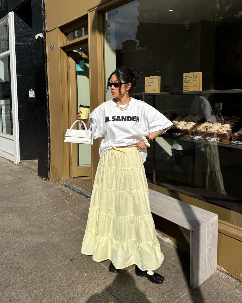 Butter Yellow Maxi Skirt with Shirt