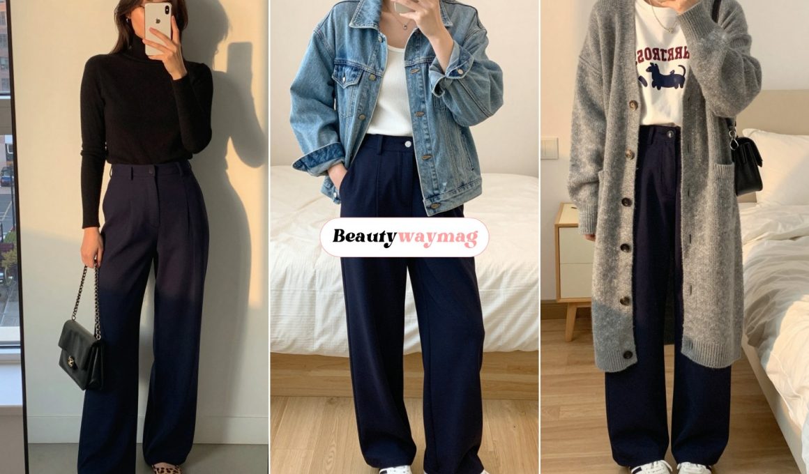 Cool Blue Wide Leg Pants Outfit Ideas