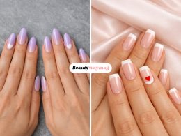French Tip Nail Ideas with Heart Details