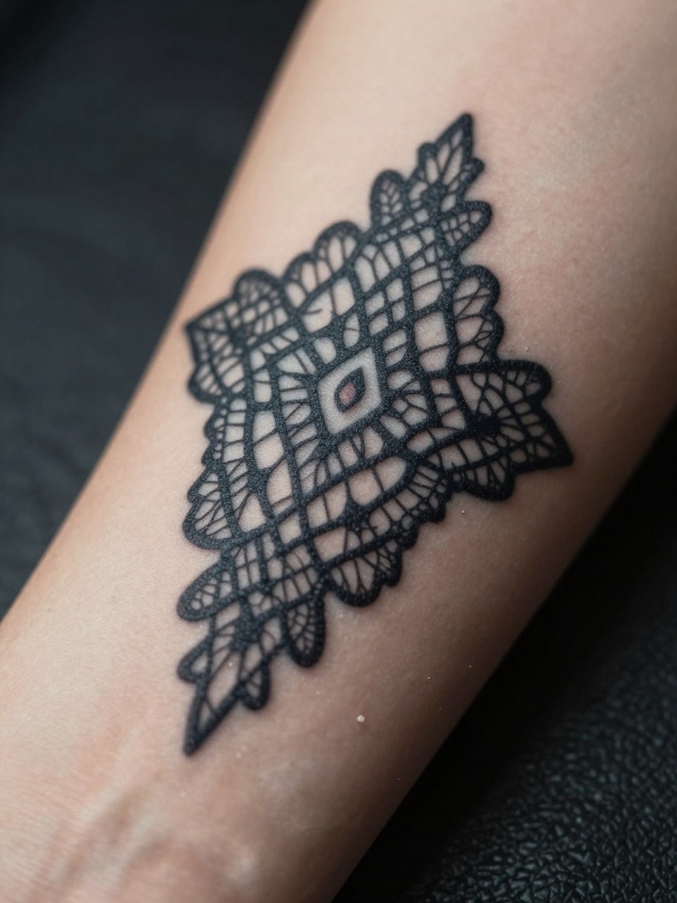 Macro shot of a lace style TATTOO
