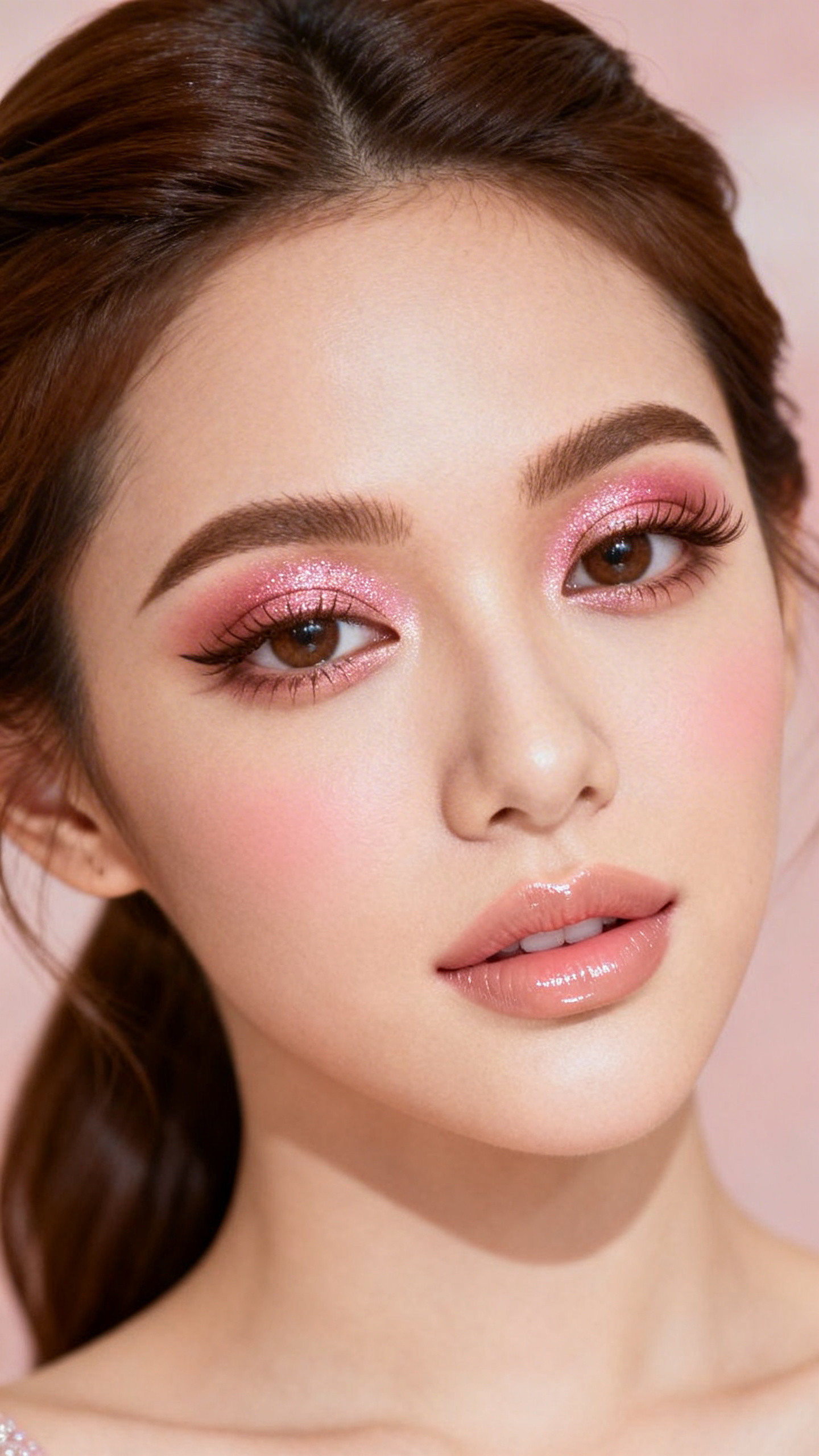 Pink Champagne Eyes with Soft Brown Wing