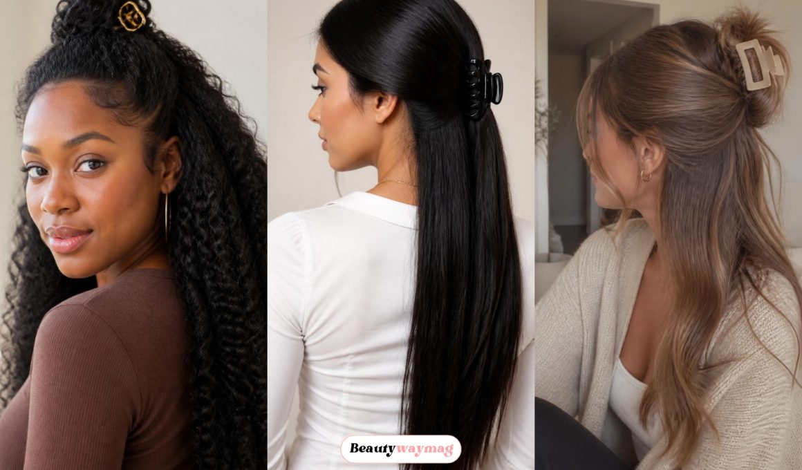 Stunning Half Up Half Down Claw Clip Hairstyles