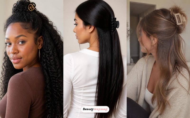 Stunning Half Up Half Down Claw Clip Hairstyles